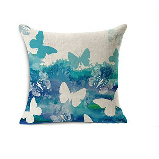Soft Cartoon Butterfly Linen Pillow Case Sofa Waist  Cushion Cover Home Decor